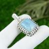 Natural Aquamarine Gemstone Indian Jewelry 925 Sterling Silver Pendant For Women