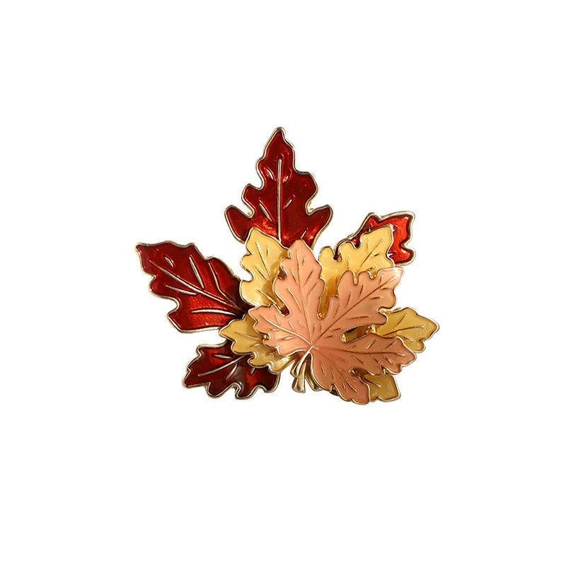Lady Vintage Brooch Maple Leaf Brooches Enamel Lapel Brooch Pin Sweater Coat Clothing Accessories Jewelry