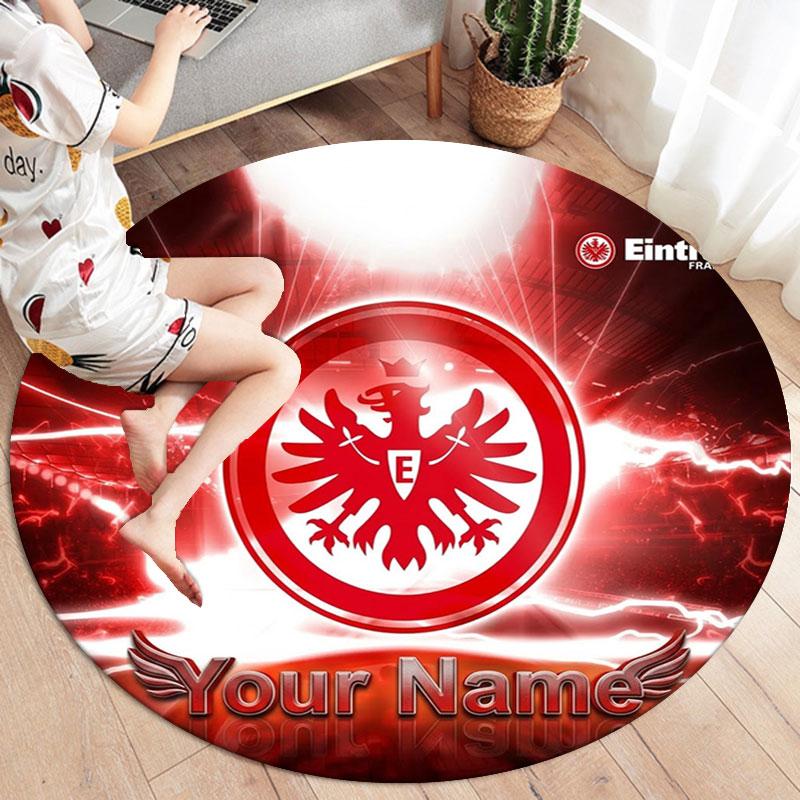 Eintracht Frankfurt Custom Name Round Area Rug,Carpet Rug for Living Room Bedroom Sofa Playroom Decor,Non-slip Floor Mat