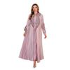 New Embroidered Stand Collar Cardigan Robe Base Skirt Middle East Dress Evening Dress Two Piece Dress Set Dress