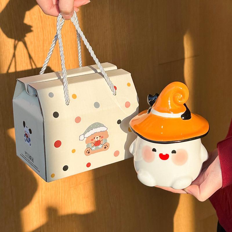 Хэллоуин милая чашка-привидение девушка керамическая кружка с крышкой ложкой офисная парная кофейная чашка сувенир