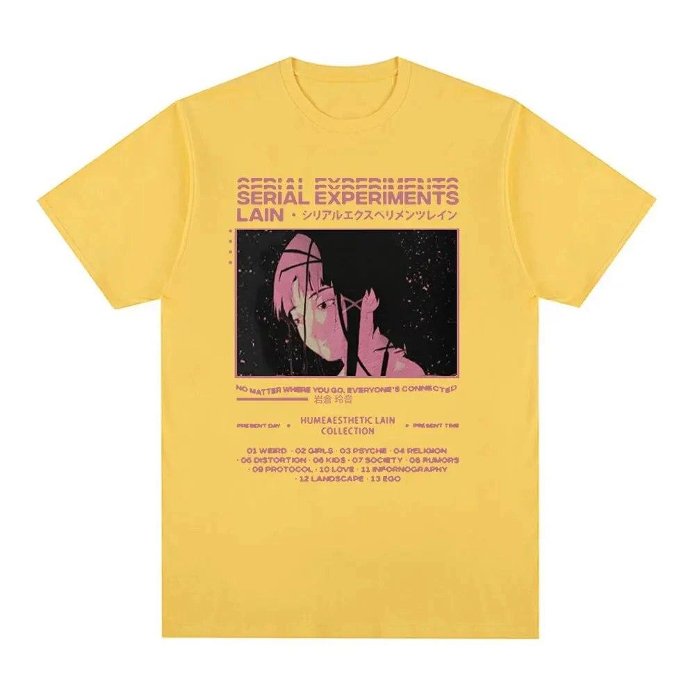 Летние футболки из чистого хлопка с аниме «Серийные эксперименты», футболка с графическим принтом, футболка унисекс, футболки унисекс с короткими рукавами