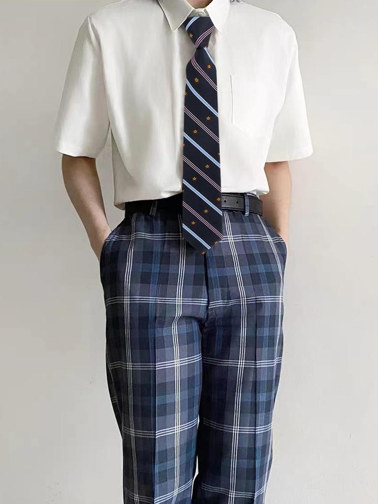 QOOLY High School Boy Cosplay Includes Uniform School and Perfect for Halloween and School Size XL 3-Piece Set, Skirt, Uniform, Tie, Festivals, Grey,