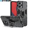 KEYSION Shockproof Armor Case for Redmi 12 4G 12 5G Soft Silicone+PC Metal Ring Stand Phone Back Cover for Xiaomi POCO M6 Pro 5G
