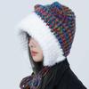 Cute Plush Knitted Hat with Cat Ears Big Head Circumference  Face Showing Small Colorful Thick Woolen Contrasting Color Ear Protection Hat