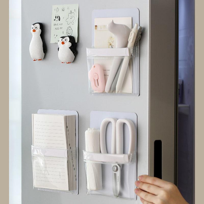 Прозрачный магнитный ящик для хранения, бытовой холодильник, кухонная магнитная полка, сортировочная сумка для хранения мелочей