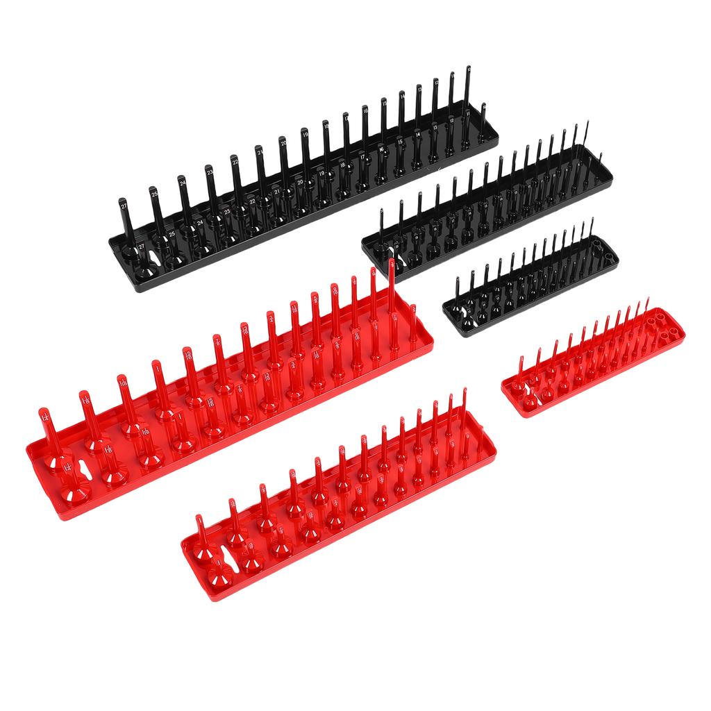 6Pcs Socket Organizer Tray Set 1 4 3 8 1 2in SAE Metric Socket Trays Deep Shallow Holders for Toolboxes