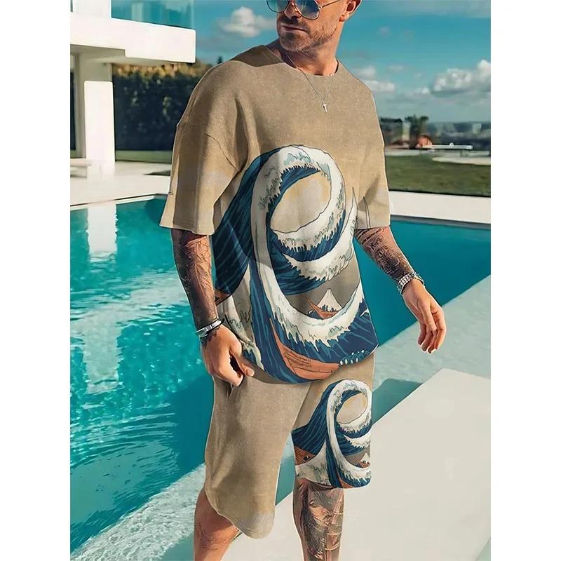 Мужские спортивные костюмы с 3D принтом Ван Гога, Звездная ночь, мужские уличные шорты, спортивный костюм из 2 предметов, мужская одежда