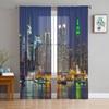 Urban Night Landscape Sheer Curtains for Living Room Decoration Window Curtains for Kitchen Tulle Voile Organza Curtains