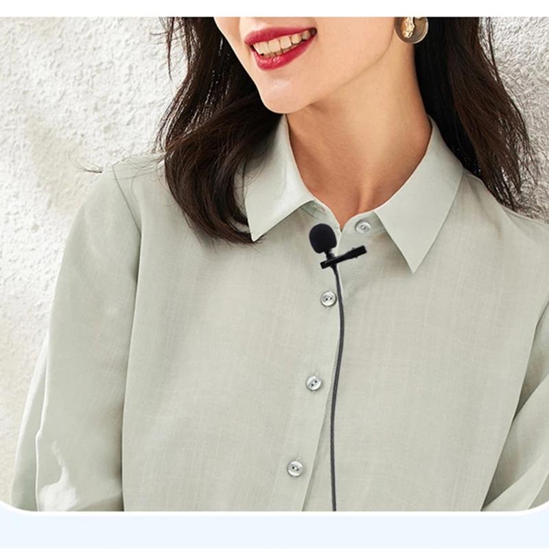 Портативный 1,5 м Мини Тип C Микрофон USB Конденсаторный Зажимной Петличный Микрофон 3,5 мм Проводной Микрофон для ПК Ноутбуков Профессиональная Запись