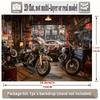 2D Vintage Motorcycle Garage Backdrop Banner - Biker Party Photo Background