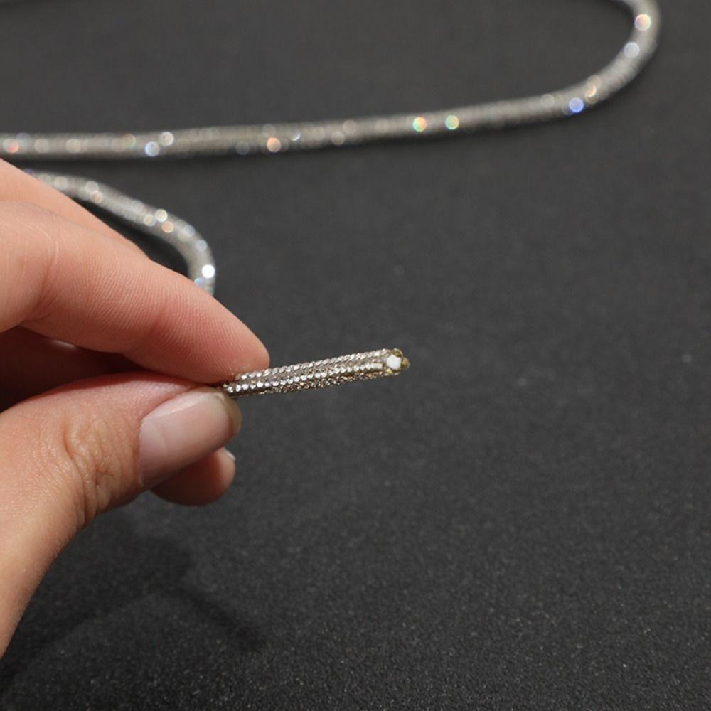 2 Yards Bling Rhinestones Round Cord Crystal Material Decor Universal DIY Shoelaces Bag Strap