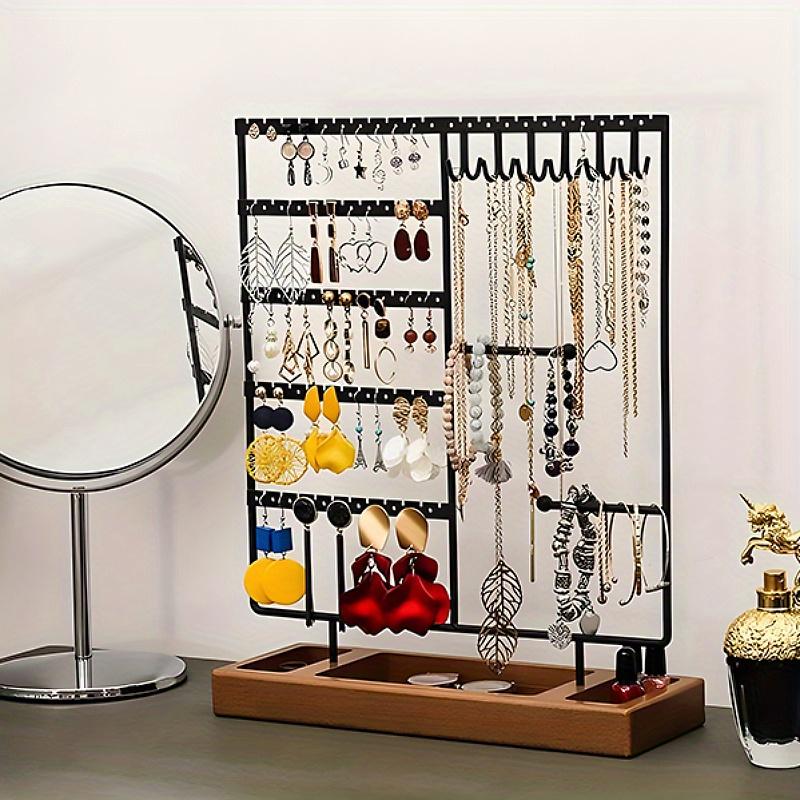 1 шт. 5-уровневая подставка для украшений, подставка для сережек, подставка для сережек с деревянным подносом, органайзер для украшений для сережек, ожерелий, браслетов, часов и колец
