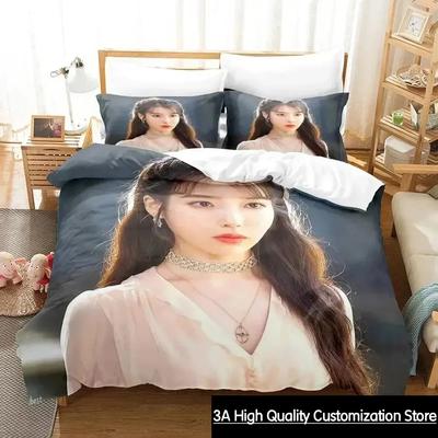 3D Печать Певица АйЮ Ай Джи Ын Комплект Постельного Белья Пододеяльник Комплект Постельного Белья Покрывало Наволочка Одеяло Размер King Queen Для Мальчиков Взрослых Постельное Белье