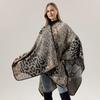 Women's Fashion Leopard Pashmina Travel Cloak Autumn Winter Warm Shawl Split Cape