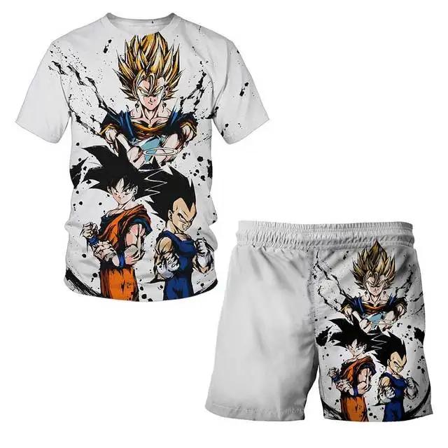 Модный комплект футболок Dragon Ball Z для детей, одежда для мальчиков и девочек, мужская и женская футболка, костюм для грузовика, одежда 3d Goku с коротким рукавом
