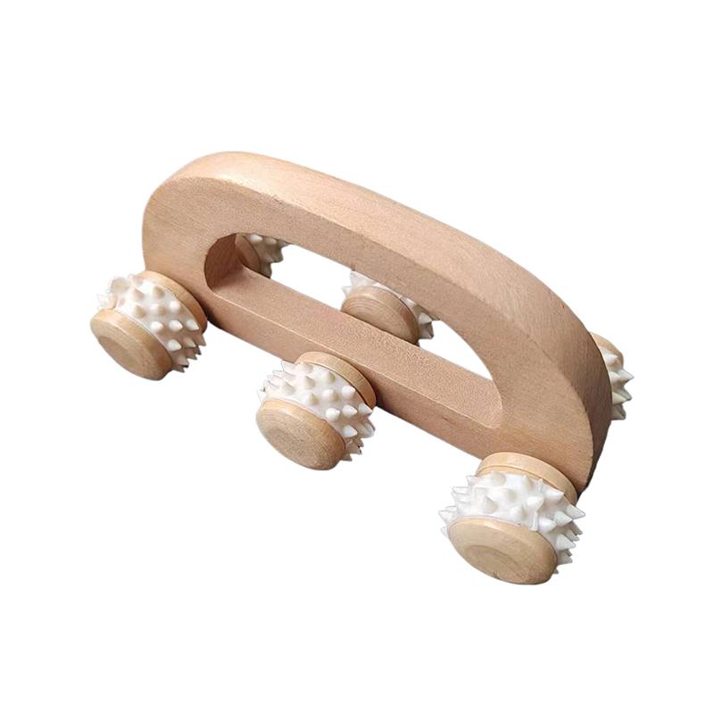 Ручной 6-роликовый массажный ролик для больных мышц, деревянные терапевтические массажные инструменты, деревянный ролик для глубокого массажа тканей