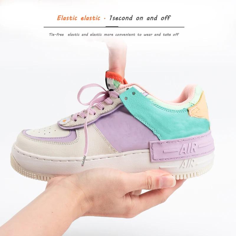 Elastic Sneakers Flat Shoelaces for Shoes AF1 Metal Head Shoe Laces Women Man Shoelace Shoes Accessories Cordones Apatillas