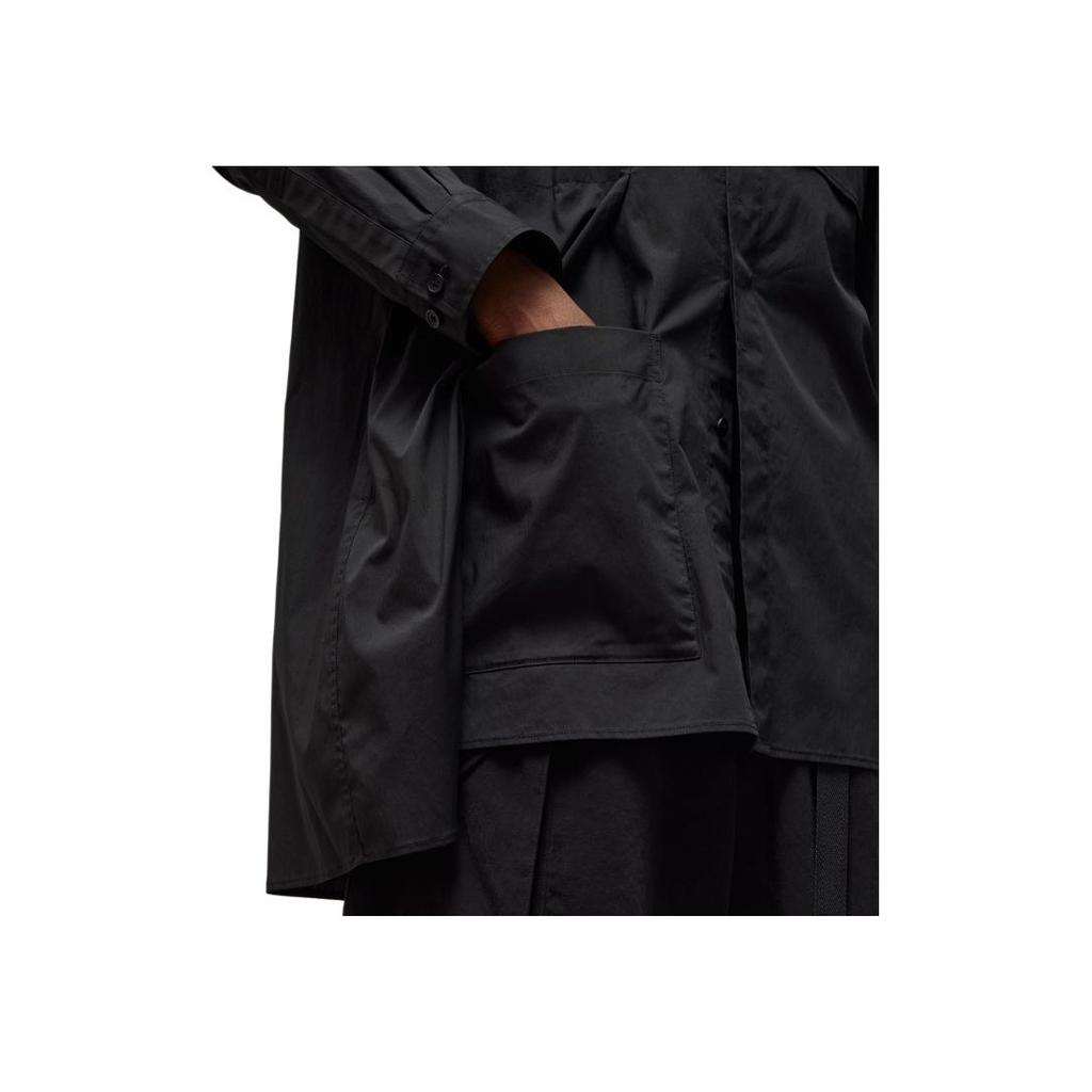 Y-3 Однотонная однобортная рубашка с заостренным воротником и длинным рукавом, рубашки унисекс, черный цвет IR7111