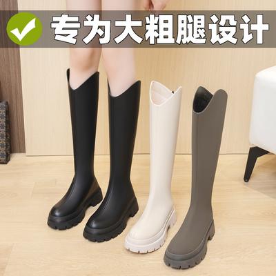 Эластичные кожаные ботинки женские ботинки рыцаря на толстой подошве высокие ботинки ботфорты толстые ноги толстые мм большой обхват голенища большой размер женские