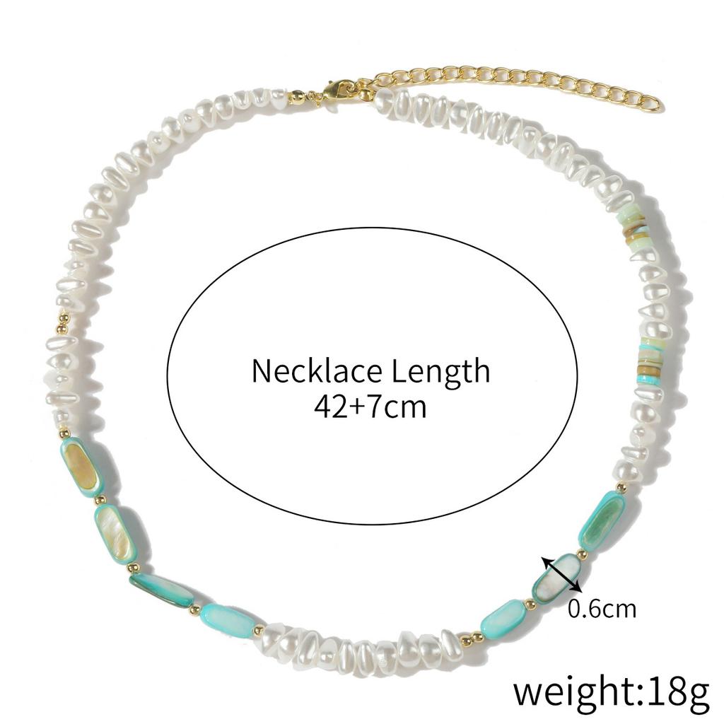 Necklace for Women Crystal Beaded Collarbone Chain Ins Simple Shell Necklace Female Colorful Natural Crystal Rice Bead Necklace