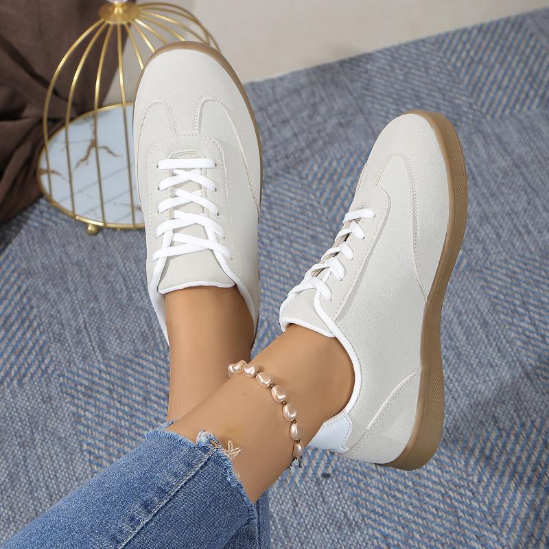 Модные осенние новые повседневные спортивные туфли с круглым носком и плоской подошвой, модные популярные кроссовки на шнуровке, нескользящие женские вулканизированные туфли