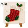 Handmade Holiday Home Decor Christmas Mosaic Art DIY Kit, Sea Glass Craft Santa Tree Creative Housewarming Gift Wreath Patterns, Seasonal Project for