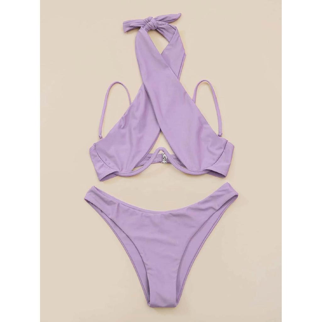 New Cross Halter Push Up Bikini Women Underwire Swimsuit Sexy Two Piece Swimwear Summer Beach Bathing Suit Bikini Set