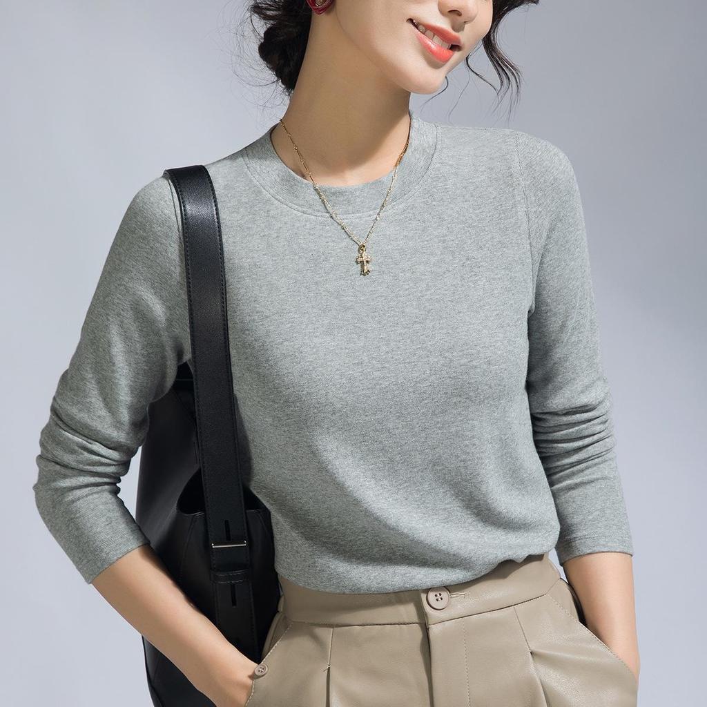 Женский летний базовый слой из мериносовой шерсти: Черная футболка с длинным рукавом, круглым вырезом, облегающего кроя (Коллекция 2025 г.)