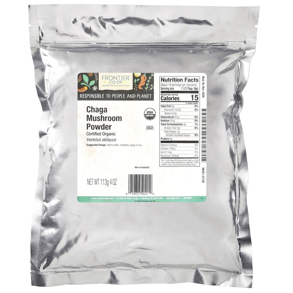Frontier Co-Op, Organic Chaga Mushroom Powder, 113G(4Oz)