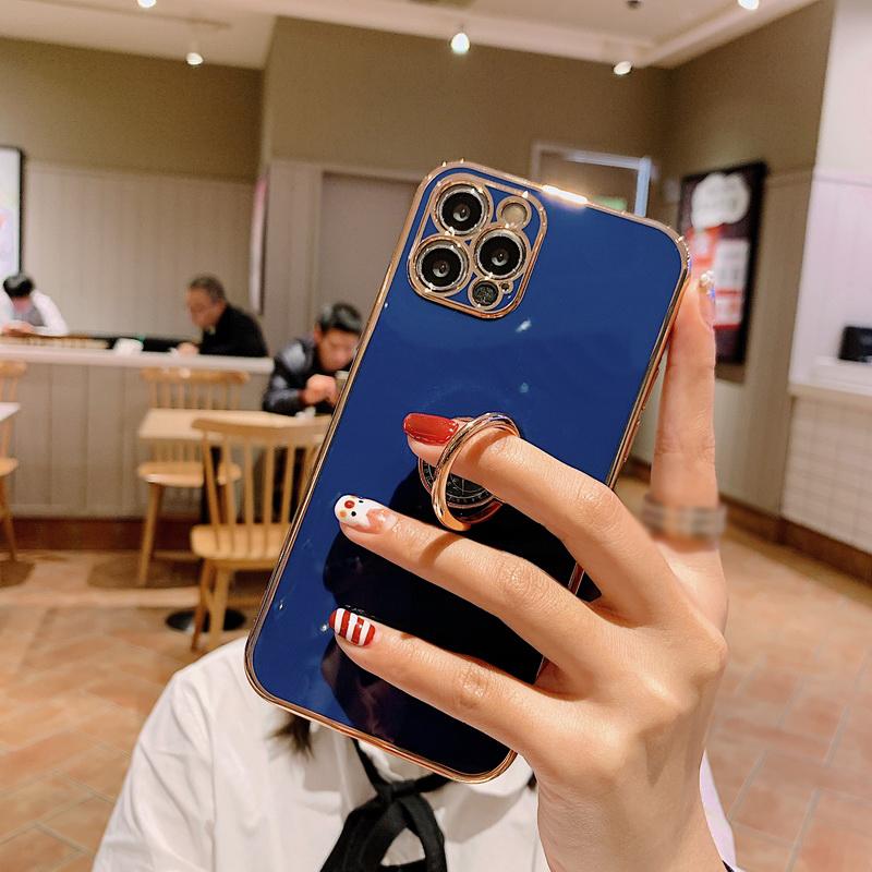Роскошный металлический держатель для кольца, подставка, покрытие, мягкий силиконовый чехол для iPhone 16 Pro 15 Plus 11 12 13 Pro MAX 12 Mini X XR XS 8 7 Plus SE 2020