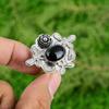 Black Onyx Gemstone Sterling Silver New Flower Anniversary Promise Ring Jewelry