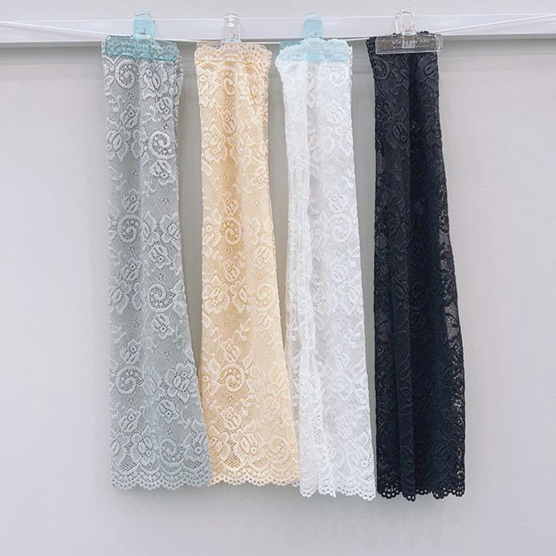 Women Summer Lace Sunscreen Arm Sleeve Breathable Mesh Lace Sleeves Cover Long Fingerless Driving Gloves