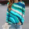 Tops For Women Marble Stripes Print Round Neck Long Sleeve T-shirt Fall Casual Slim Pullover Women's Long Sleeve Top