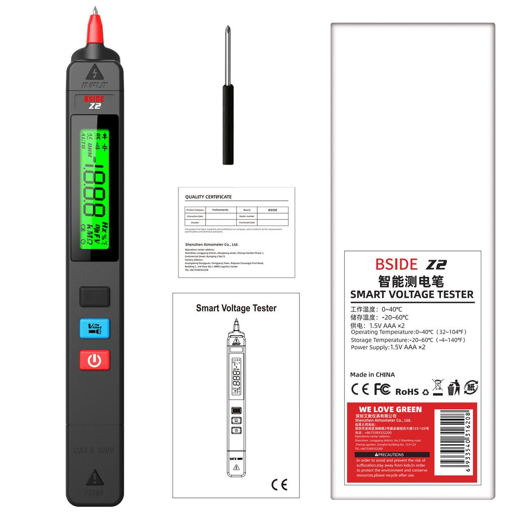 BSIDE Z2 Voltage Tester Pen 12V-300V Non-Contact Detection Leakage Live Wire Breakpoint Finder Portable Household Voltage Meter