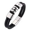 New Men Genuine Leather Braided Bracelet Bangle For Men Stainless Steel Fashion Bangle Wristband Gifts