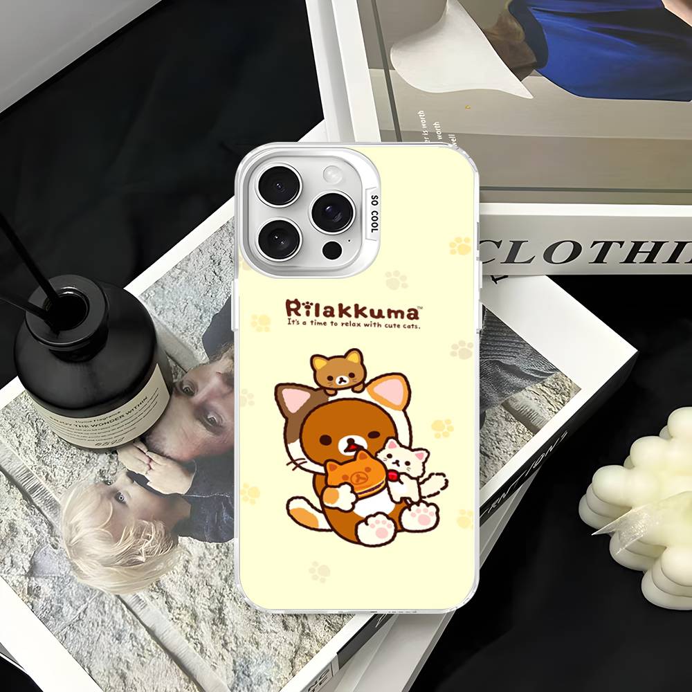 Rilakkuma Relaxed Bear Phone Cover For IPhone 16 15 14 13 12 11 17 Pro Max Plus Color Silver Shell