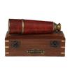 Look Working Telescope Spyglass Replica In Wooden Box, with Glass Optics Extendable To 35.56 Cm  Made of Pure Brass Gift Decor