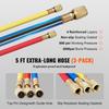 3-Way AC Diagnostic Manifold Gauge Set Fits for R134A, R22, R12, R502 Refrigerant, AC Gauge Set with 5 ft Hoses, Couplers, Can Tap for Car A/C System