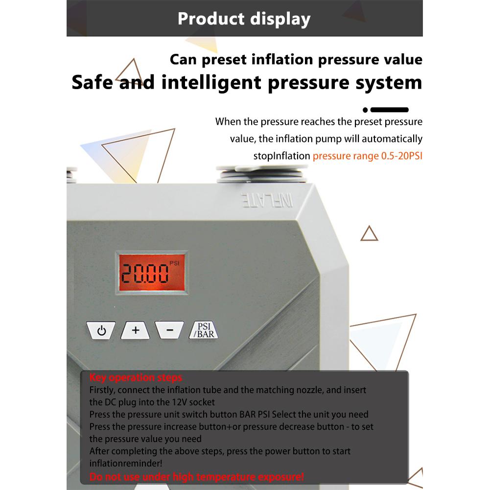 Электрический воздушный насос 20psi, воздушный компрессор высокого давления с 6 насадками для каяка, лодки, бассейна, воздушные подушки