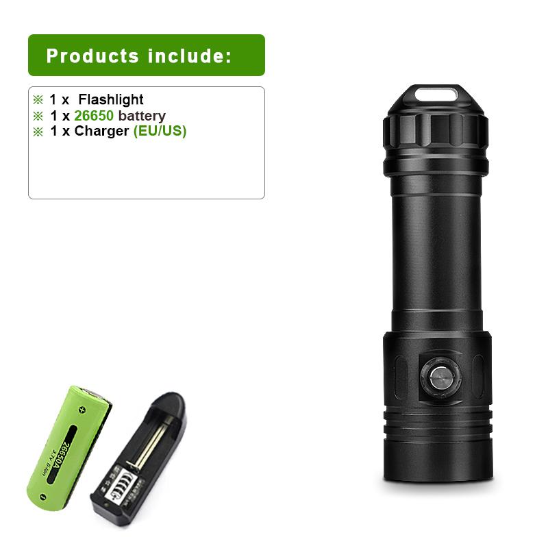 Профессиональный фонарь для дайвинга, мощный фонарь для дайвинга L2 Wick, высокая яркость 8000 лм, фонарь для дайвинга, фонарь для подводного плавания