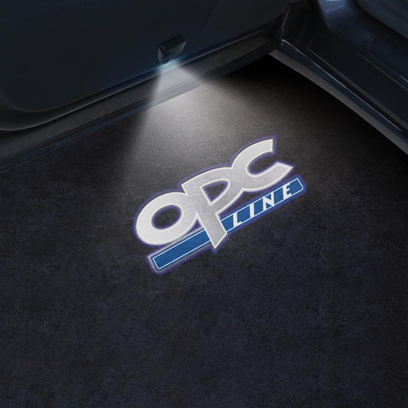 2Pcs LED Car Door OPC LINE Emblem Light Welcome Lamp Wireless Projector For Antara Vectra Zafira Meriva ASTRA Insignia