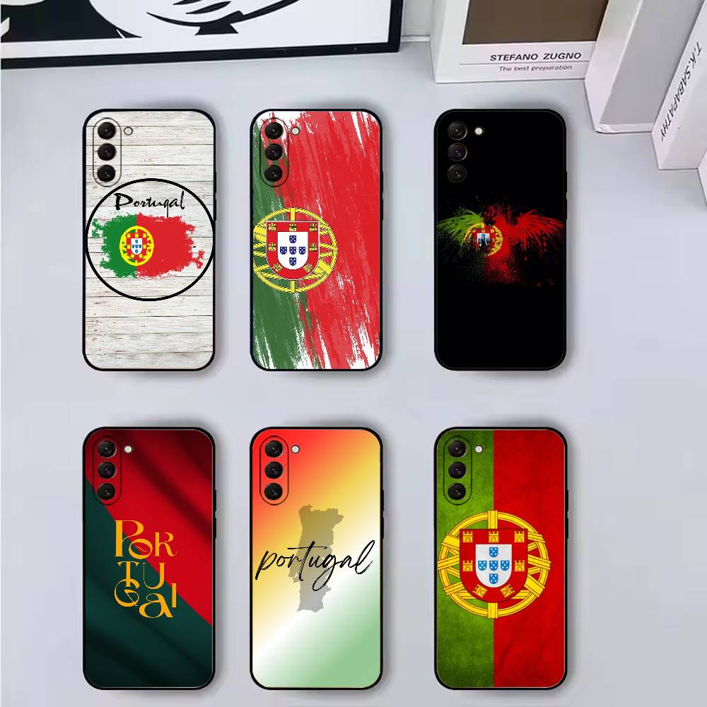 P-Portugal Flag Soccer Support Phone Case Black Silicone Soft For Samsung Galaxy A73,A72,A71,A70,A53,A52,A51