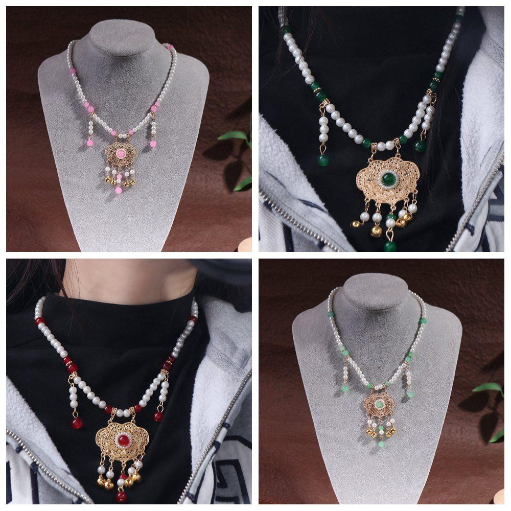 Бусы нить Ожерелье Ханфу в китайском стиле Жемчужный чокер Подвеска Замок долголетия Аксессуар Ханфу