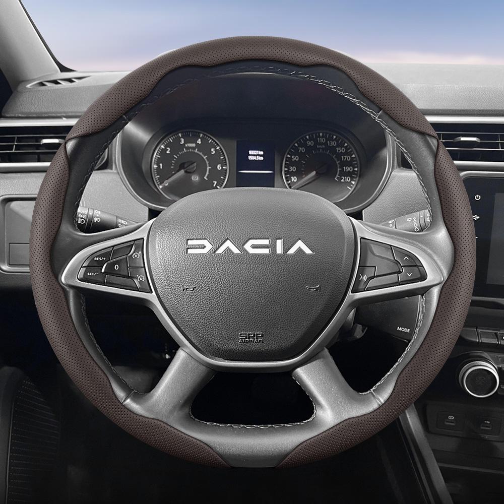Suitable for Dacia Breathable Leather Steering Wheel Cover with Segmented Quick-Release Design, Non-Slip and Durable, for Sandero Stepway Duster PP24