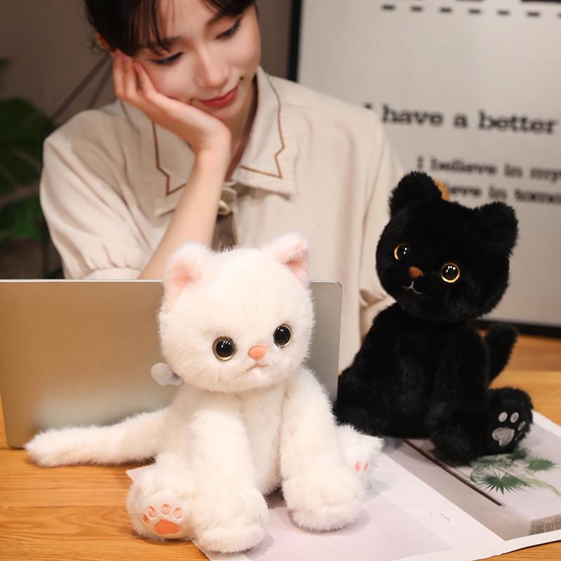 Soft Short Fur Devon Rex Cat Plushie For Children Kids Toy Animal Gift For Girls