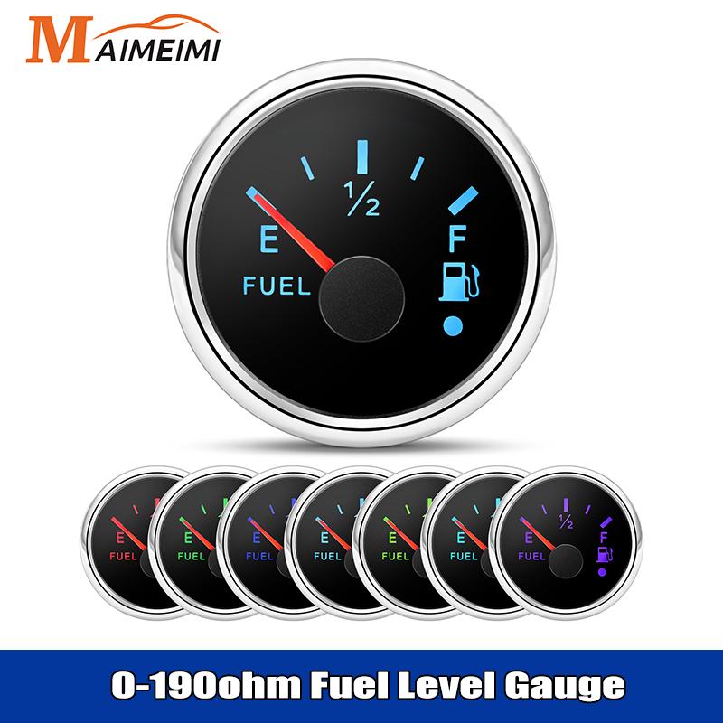 7 Colors Backlight 52mm Voltmeter Fuel Level Water Level Oil Temp Gauge With Warning Light Universal For 12V 24V Boat Car Marine