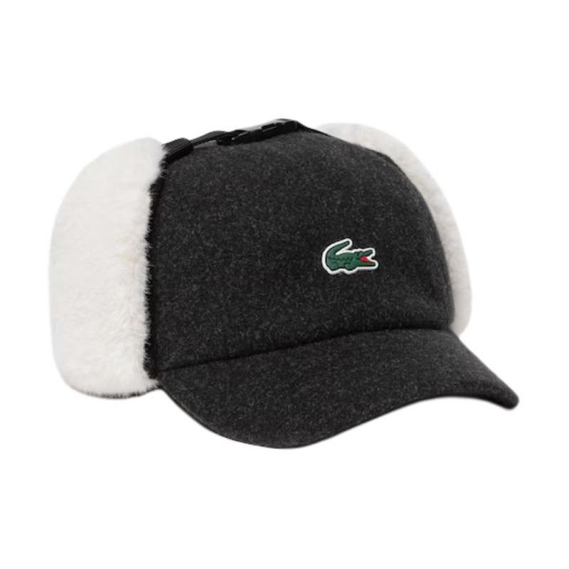 Lacoste Двухцветный дизайн для тепла и комфорта. Кепка из полиэфирного волокна. Унисекс стиль для пар. Серо-бежевая ткань шерсть RK423E-55N