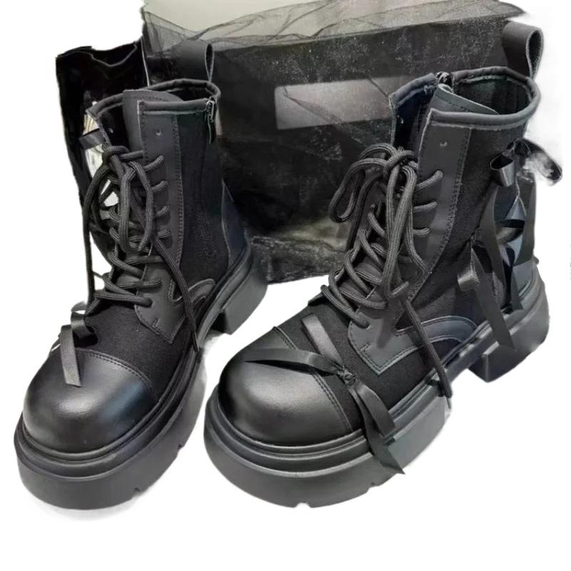 Круглый носок на среднем каблуке, современные ботинки, прочная зимняя женская обувь 2024 года, высококачественные женские ботинки с перекрестной застежкой-молнией и квадратным каблуком