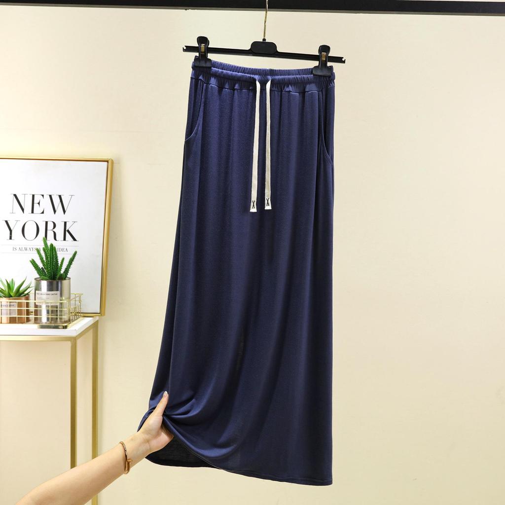 Женская миди-юбка А-силуэта на резинке - Модал, карман, кэжуал, свободный крой для весны/лета